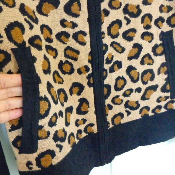 New! Rachel Zoe Womens Cardigan Sweater Cheetah Print Zip Pockets Jacket Sz XS - Picture 5 of 7